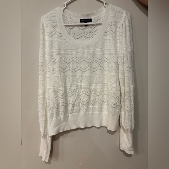 Banana Republic white cotton pointelle sweater size XL-brand new - Picture 1 of 4